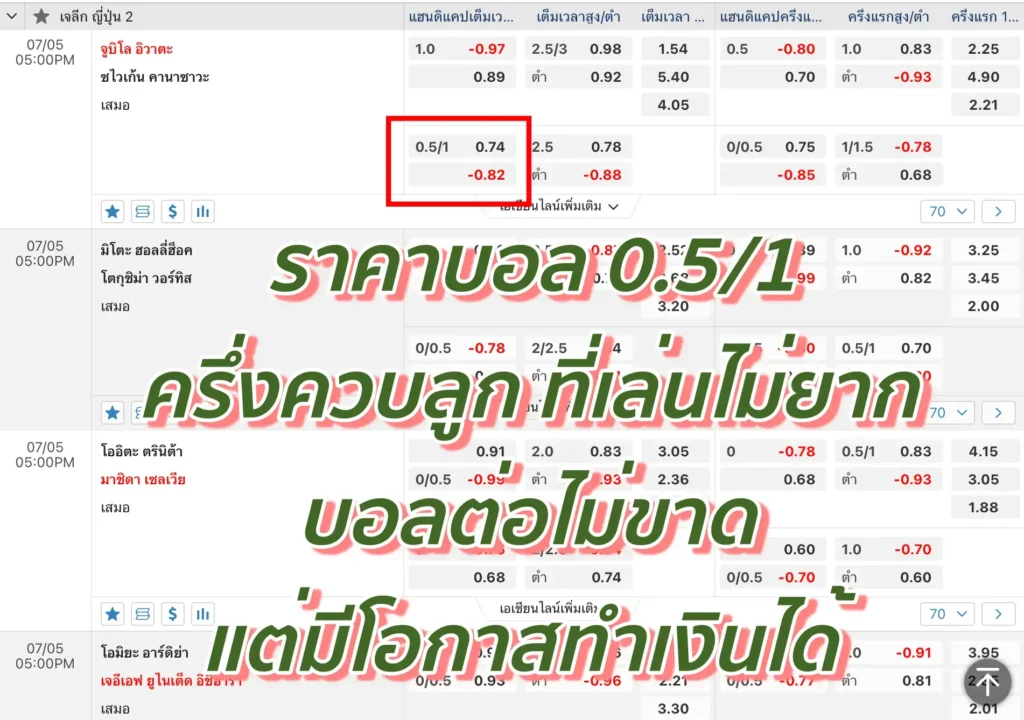 ราคาบอล 0.5/1